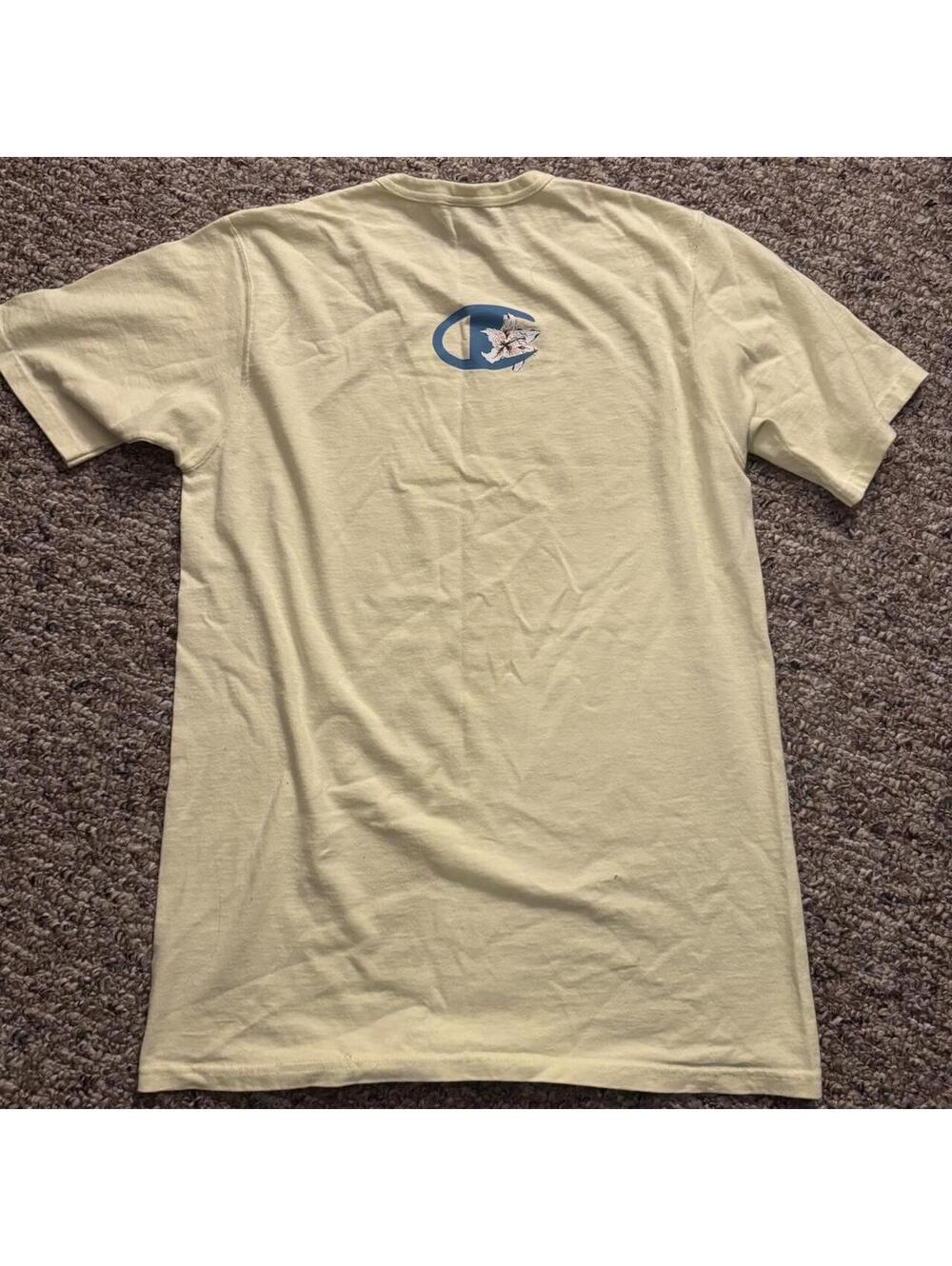 Men’s Pale Yellow Champion Floral Logo Graphic T-Shirt - Picture 2 of 5